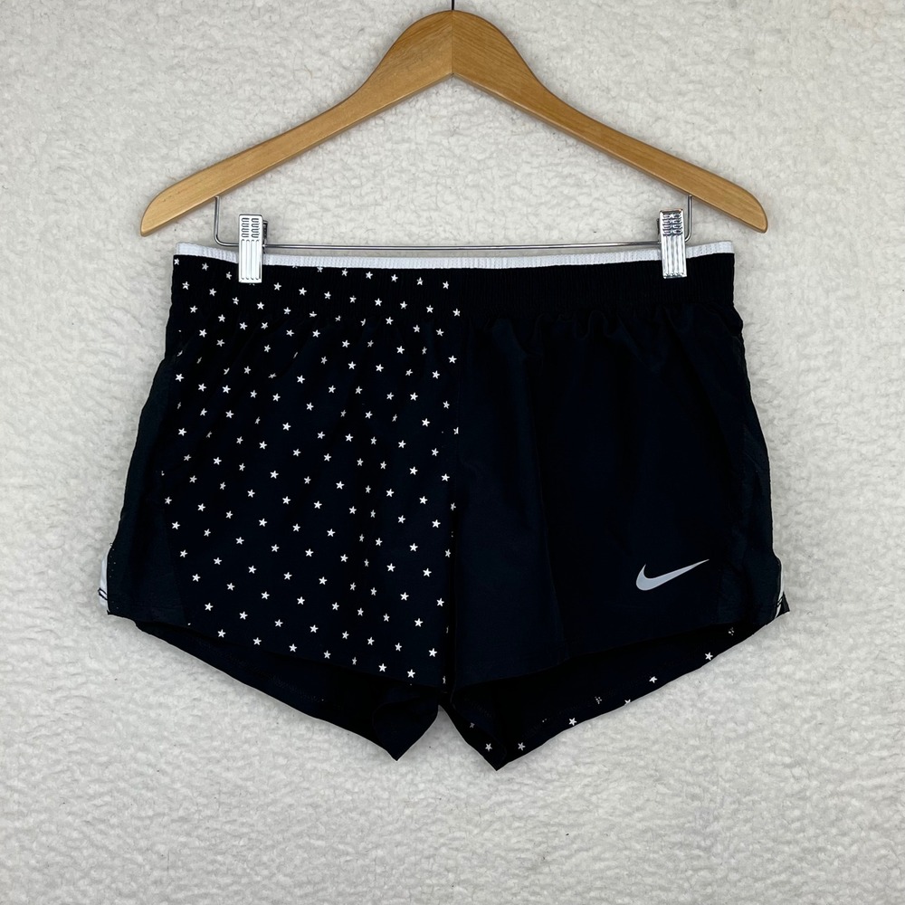 Nike Dri-FIT Women Star Print Running Shorts Black White Large 2860